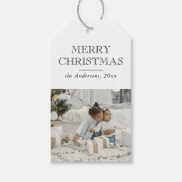 Elegantes Einfaches Editable Foto Weihnachten Geschenkanhänger