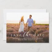 Elegantes einfaches Ein-Foto-Script Save The Date (Vorderseite)
