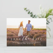 Elegantes einfaches Ein-Foto-Script Save The Date (Stehend Vorderseite)