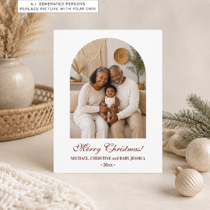 Elegantes einfaches Familien-Weihnachtsfoto Postkarte