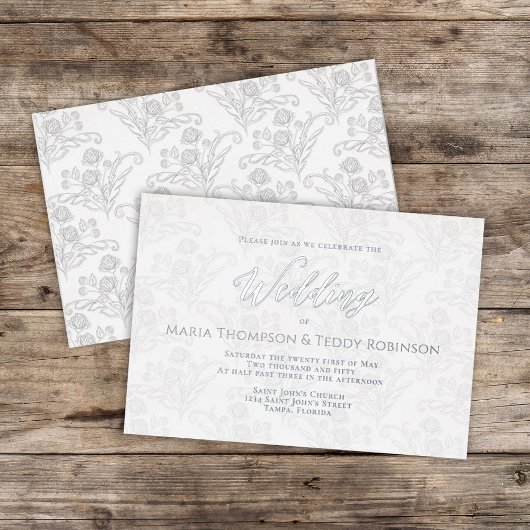 Elegantes, einfaches Foliage-Kalligrafie-Skript Folieneinladung