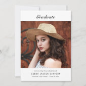 Elegantes, einfaches Foto Abschluss Einladung (Vorderseite)