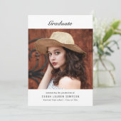 Elegantes, einfaches Foto Abschluss Einladung (Stehend Vorderseite)