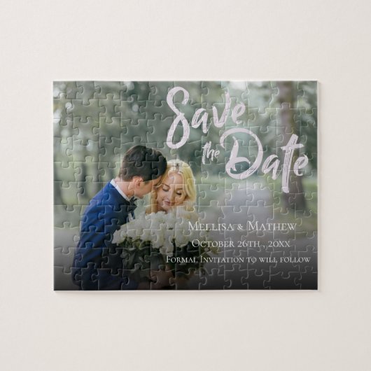 Elegantes einfaches Foto Hochzeit speichern das Da Puzzle (Horizontal)