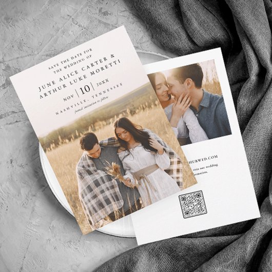 Elegantes einfaches Foto Hochzeit speichern Sie da Einladung