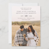 Elegantes einfaches Foto Hochzeit speichern Sie da Einladung (Vorderseite)