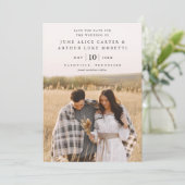 Elegantes einfaches Foto Hochzeit speichern Sie da Einladung (Stehend Vorderseite)