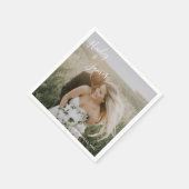 Elegantes einfaches Foto Moderne Hochzeit Serviette (Ecke)