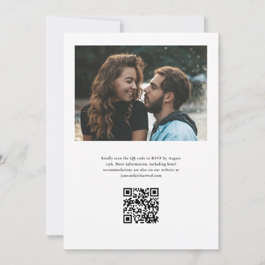 Elegantes Einfaches Foto QR Code UAWG Wedding Einladung (Rückseite)