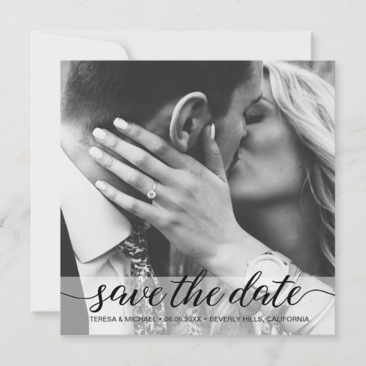 Elegantes einfaches Foto Save the Date Hochzeit (Vorderseite)