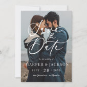 Elegantes Einfaches Foto Save the Date Skript Einladung (Vorderseite)