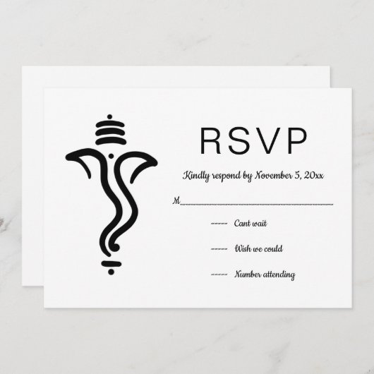 Elegantes, einfaches Ganesh| Indischer Gott-UAWG Einladung (Vorne/Hinten)