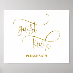 Elegantes, einfaches Gästebuch für Goldkalligraphi