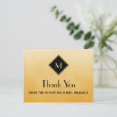 Elegantes einfaches Gelb mit Gold Monogram Vielen Postkarte (Stehend Vorderseite)