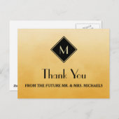 Elegantes einfaches Gelb mit Gold Monogram Vielen Postkarte (Vorne/Hinten)