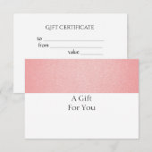 Elegantes einfaches Geschenkgutschein für Korallen (Vorne/Hinten)