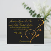 Elegantes einfaches Gold Black Scroll Save the Dat Date (Stehend Vorderseite)