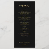 Elegantes, einfaches Goldtypografie-schwarzes Hoch Menükarte (Vorderseite)