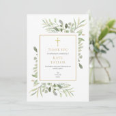 Elegantes einfaches Grabdenkmal-Gold-Kreuz Dankeskarte (Stehend Vorderseite)