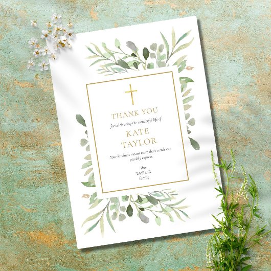 Elegantes einfaches Grabdenkmal-Gold-Kreuz Dankeskarte