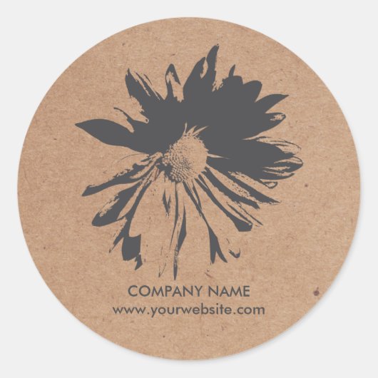 Elegantes einfaches, grau Blume Kraft Papier Flori Runder Aufkleber (Vorderseite)