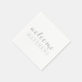 Elegantes, einfaches graues Willkommenspapier Napk Serviette (Ecke)