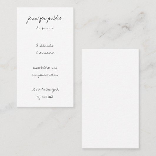 Elegantes einfaches handgeschriebenes Text-Skript Visitenkarte (Vorne/Hinten)