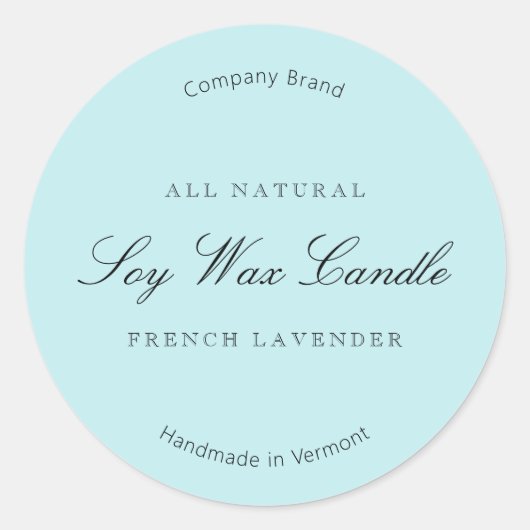 Elegantes einfaches, helles Blue Candle Label Runder Aufkleber (Vorderseite)