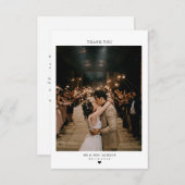 Elegantes, einfaches Herz mit Foto Hochzeit Dankeskarte (Vorne/Hinten)