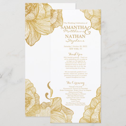 Elegantes einfaches Hochzeitsprogramm für die Golf Programm (Vorne/Hinten)