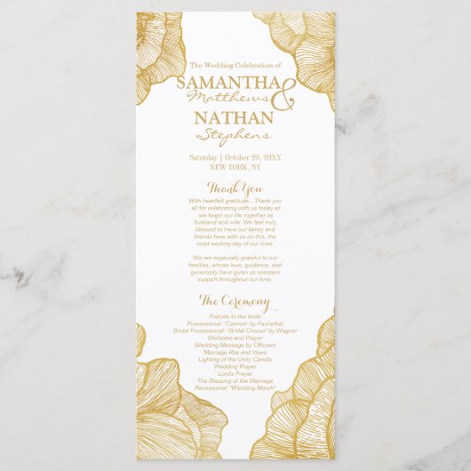 Elegantes einfaches Hochzeitsprogramm für die Golf Programm (Vorderseite)