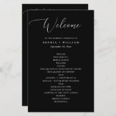 Elegantes einfaches Hochzeitsprogramm in Schwarz-W (Vorne/Hinten)