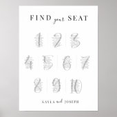 Elegantes einfaches Hochzeitssymbol für 10 Tische Poster (Vorne)