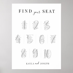 Elegantes einfaches Hochzeitssymbol für 10 Tische Poster