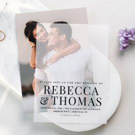 Elegantes Einfaches Hochzeitsszenario-Foto Pergament Einladungen