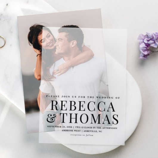 Elegantes Einfaches Hochzeitsszenario-Foto Pergament Einladungen