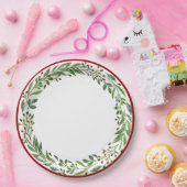 Elegantes Einfaches Holiday Wreath Pappteller (Party)