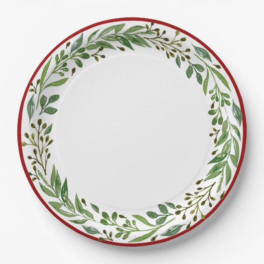 Elegantes Einfaches Holiday Wreath Pappteller (Vorderseite)