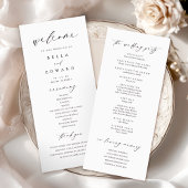 Elegantes einfaches kalligrafisches Hochzeitsprogr Menükarte