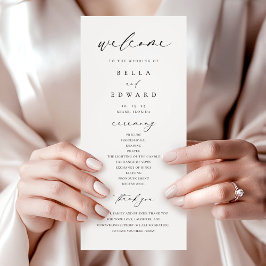 Elegantes einfaches kalligrafisches Hochzeitsprogr Menükarte