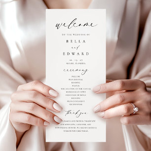 Elegantes einfaches kalligrafisches Hochzeitsprogr Menükarte