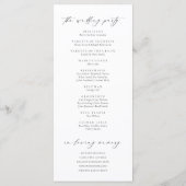 Elegantes einfaches kalligrafisches Hochzeitsprogr Menükarte (Rückseite)