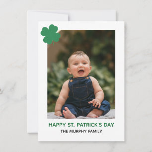 Elegantes einfaches Kleeblatt-Foto St. Patrick's D Feiertagskarte