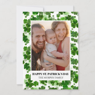 Elegantes einfaches Kleeblatt-Foto St. Patrick's D Feiertagskarte