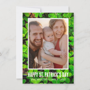 Elegantes einfaches Kleeblatt-Foto St. Patrick's D Feiertagskarte