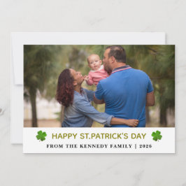 Elegantes einfaches Kleeblatt-Foto St. Patrick's D Feiertagskarte