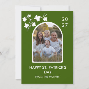 Elegantes einfaches Kleeblatt-Foto St. Patrick's D Feiertagskarte