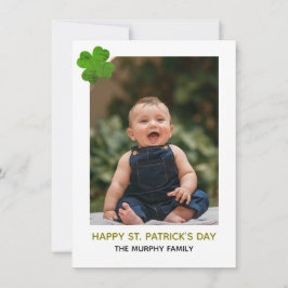 Elegantes einfaches Kleeblatt-Foto St. Patrick's D Feiertagskarte