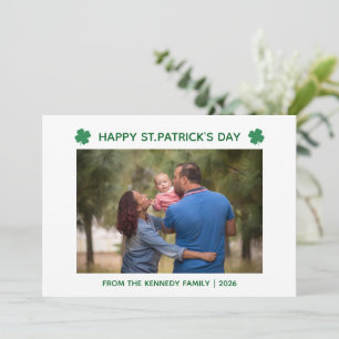 Elegantes einfaches Kleeblatt-Foto St. Patrick's D Feiertagskarte