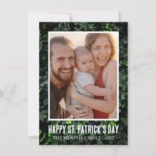 Elegantes einfaches Kleeblatt-Foto St. Patrick's D Feiertagskarte